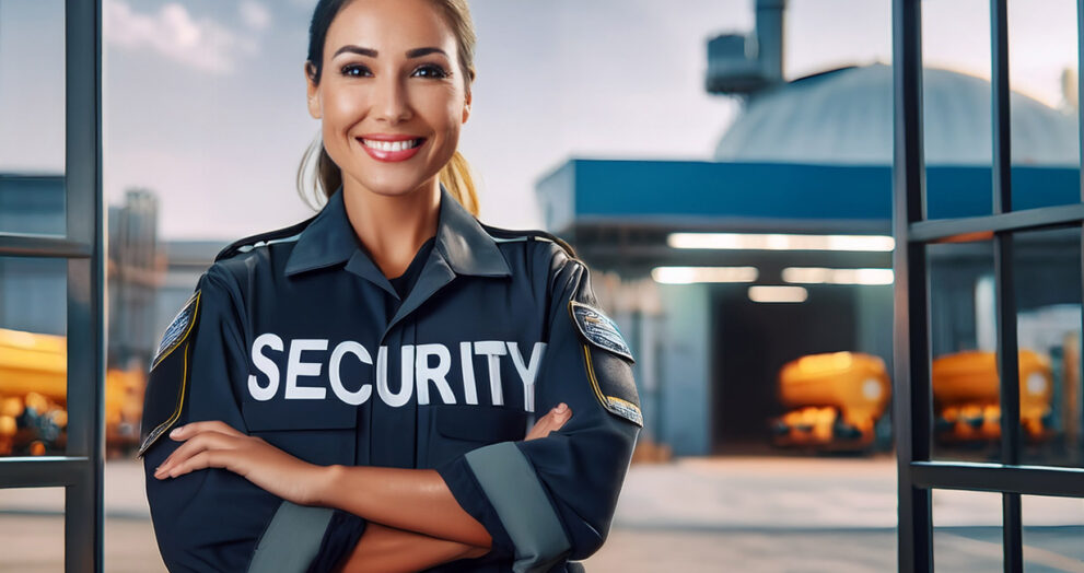 Kobieta w mundurze z napisem SECURITY