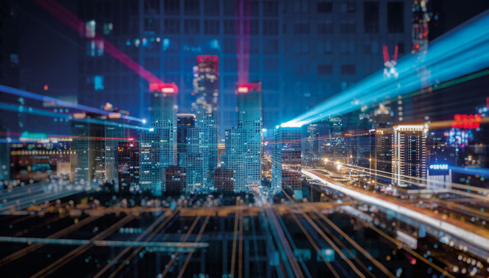 Grafika przedstawia Smart City