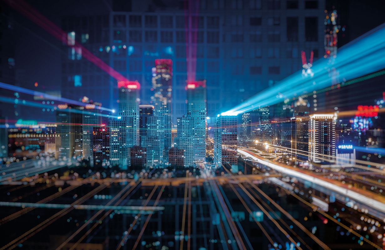 Grafika przedstawia Smart City