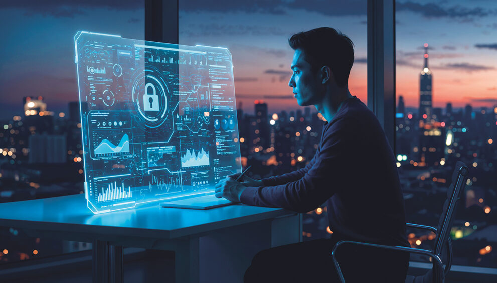 Pracownik dbający o cyberbezpieczeństwo sieci firmowej